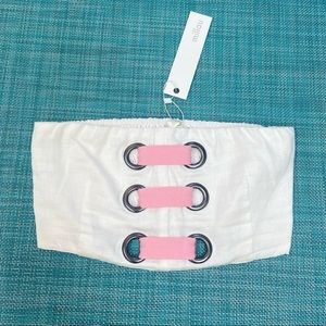 white and pink bandeau top